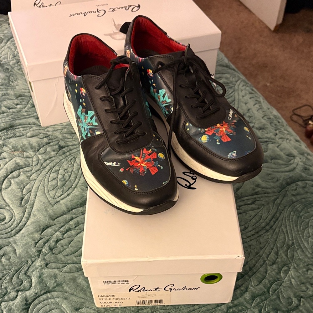 Robert Graham Black and Multicolor Men's Sneakers